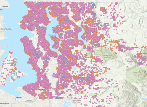 Mapa después de ejecutar la herramienta Relaciones bivariantes locales