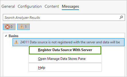 Opción Registrar fuente de datos con el servidor