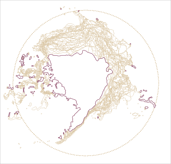 Mapa con polígono blanco sobre las líneas doradas