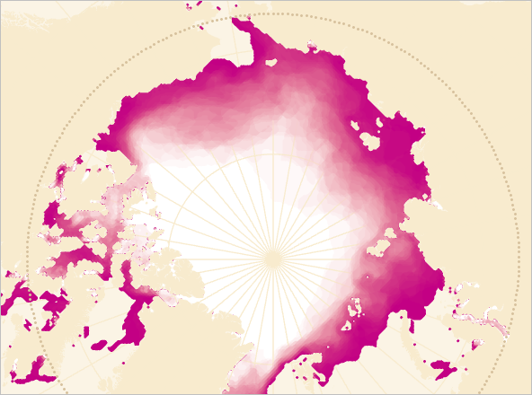 Mapa con esquema de color de rosa a blanco