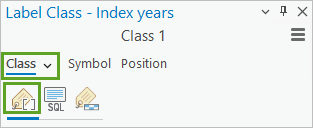 Pestañas Clase y Expresión de etiqueta