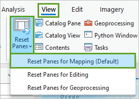 Restablecer paneles para la representación cartográfica