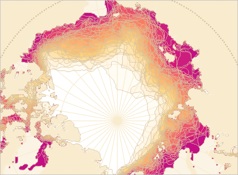 Mapa cubierto con líneas doradas