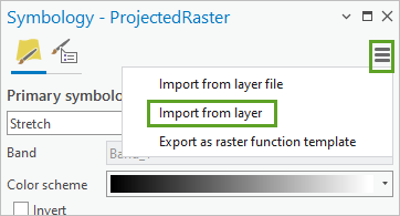 Importar desde capa en el menú de opciones del panel Simbología