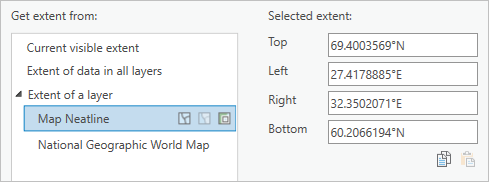 Valores de extensión en Map Neatline
