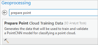 Herramienta Preparar datos de entrenamiento de nube de puntos