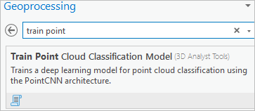 Herramienta Entrenar modelo de clasificación de nube de puntos