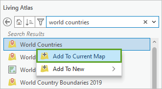 Opción Agregar al mapa actual en el menú contextual de la capa