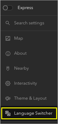 Opción del menú Conmutador de idioma