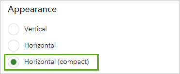 Opción Horizontal (compacta) en Apariencia