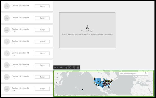 El widget de mapa se redimensionó y reposicionó en el lienzo.