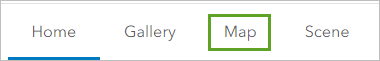 La pestaña Mapa en su organización de ArcGIS Online