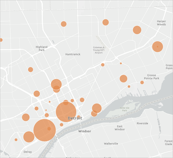 Mapa con símbolos superpuestos