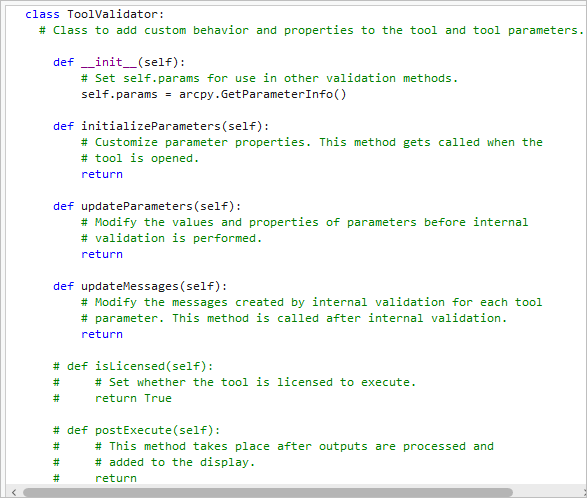 Código de plantilla ToolValidator