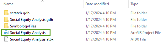 Archivo de proyecto de ArcGIS SocialEquityAnalysis
