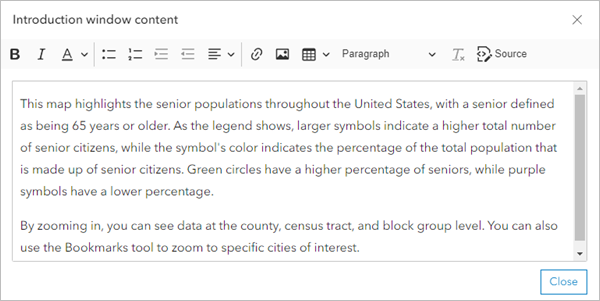 Texto de contenido de la ventana de introducción