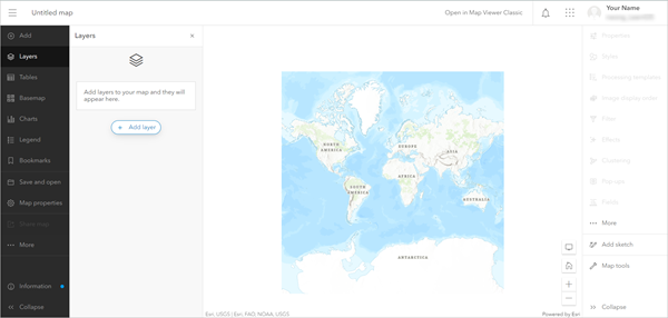 Mapa en blanco en Map Viewer