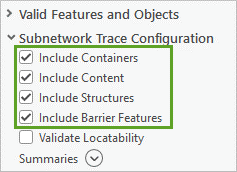 Casillas de verificación Configuración de trazado de subred