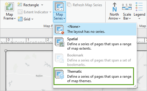 Opción Temático en el menú Serie de mapas