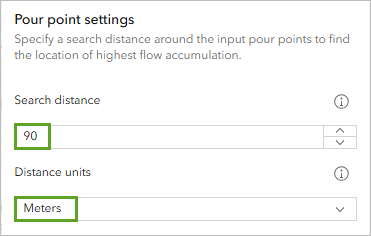 Configure el parámetro Distancia de búsqueda en 90 metros.