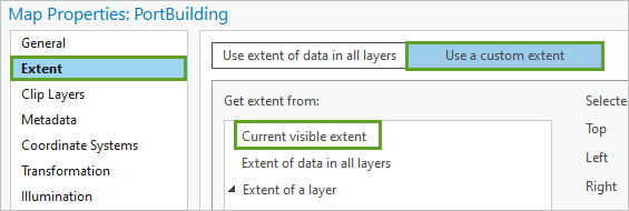 Extensión actualmente visible