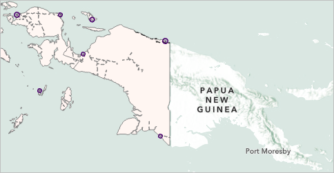 Detalle del mapa que muestra el sombreado solo visible fuera de los polígonos de provincias