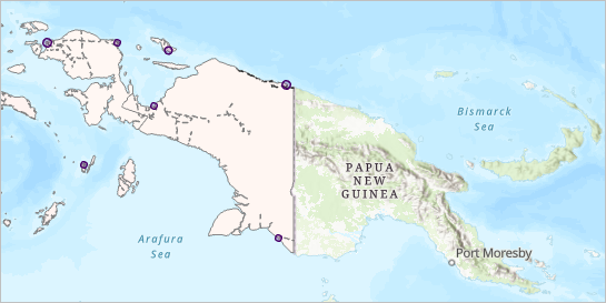 Detalle del mapa que muestra Nueva Guinea
