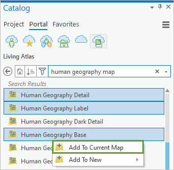 Agregar capas Human Geography al mapa actual
