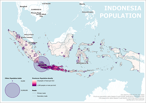 Mapa finalizado de la población de Indonesia