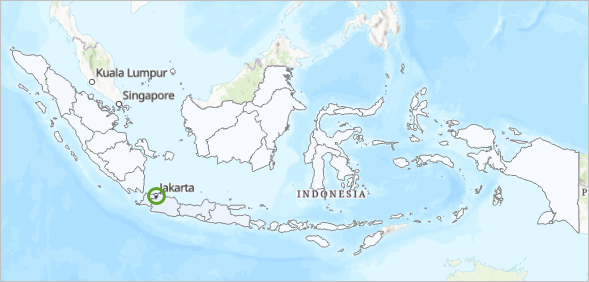 Mapa de las provincias indonesias con Yakarta resaltada