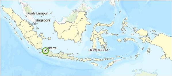 Mapa de las provincias indonesias con Yakarta resaltada