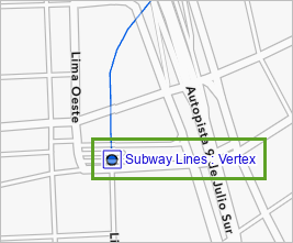 Vértice final de la línea del metro