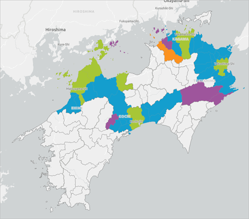 Municipios de la isla de Shikoku