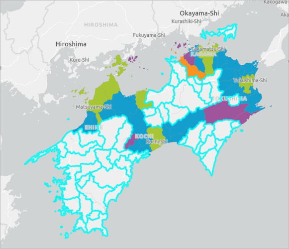 Municipios rurales de Shikoku seleccionados