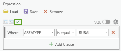 Botón Verificar que la expresión SQL es válida