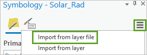 Opción Importar de la simbología de Rad_solar