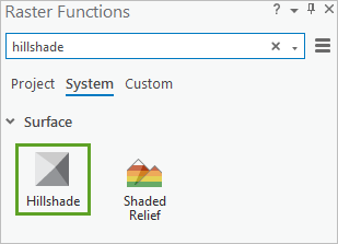 Busque la función ráster Sombreado.