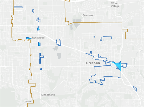 Mapa con nuevas ubicaciones simbolizadas en azul intenso