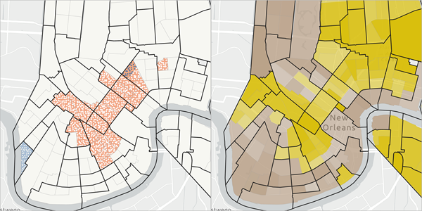 Capa PuntosCalientes_IndicesCacheos comparada con la capa Race/Ethnicity by Tract