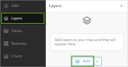 Busque las capas para agregar al mapa.