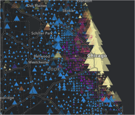 Mapa centrado en Chicago