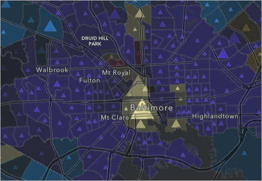 Mapa centrado en Baltimore