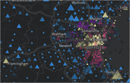 Mapa centrado en Boston