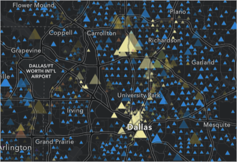 Mapa centrado en Dallas