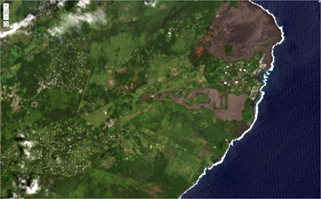 Está visualizando solamente la imagen Color natural de Landsat (3/27/2018).