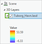 Capa Tuborg_Havn.lasd expandida en el panel Contenido