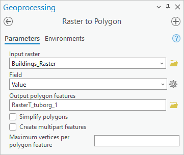 Parámetros de la herramienta De ráster a polígono