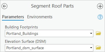 Parámetros de la herramienta Segmentar partes de tejado