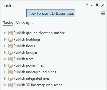 Lista de tareas disponibles para 3D Basemaps