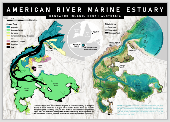 Diseño con línea blanca que separa dos mapas